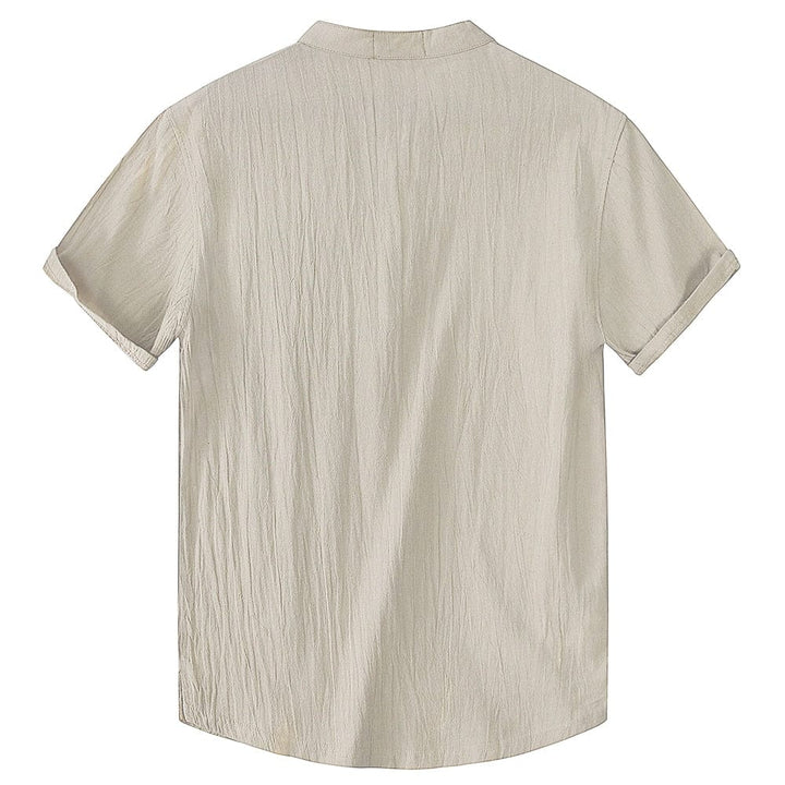 Men's Henley Shirt Short Sleeve Cotton Linen Summer Casual Top