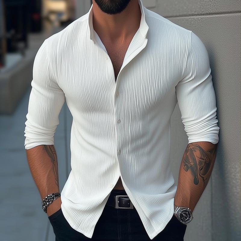 Men's Slim Fit Long Sleeve Cotton Knit Shirt Lightweight Summer Top