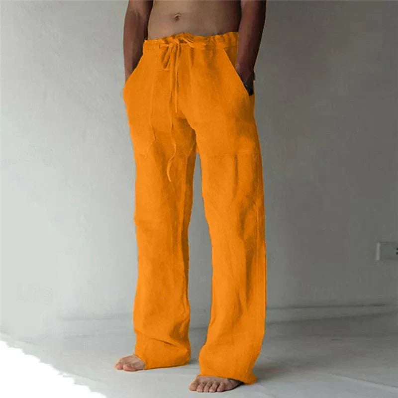 Linen Trousers for Men Lightweight Summer Casual Baggy Beach Pants