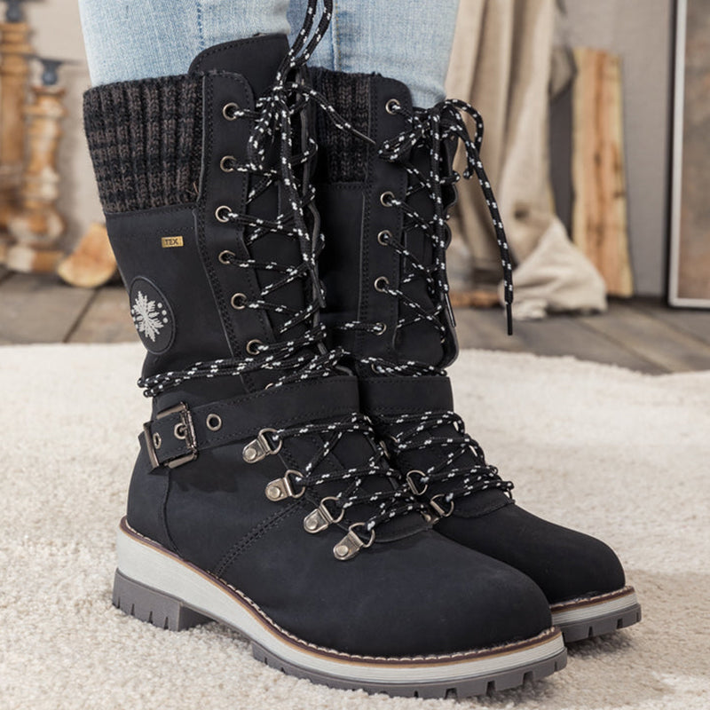 Rowan™ | Buckle-Tipped Knit Mid-Calf Boots