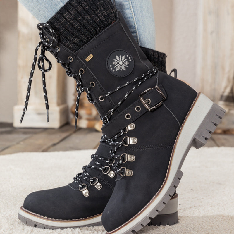 Rowan™ | Buckle-Tipped Knit Mid-Calf Boots