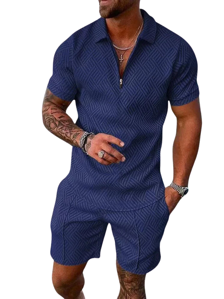 Men's Knit Summer Polo and Shorts Set
