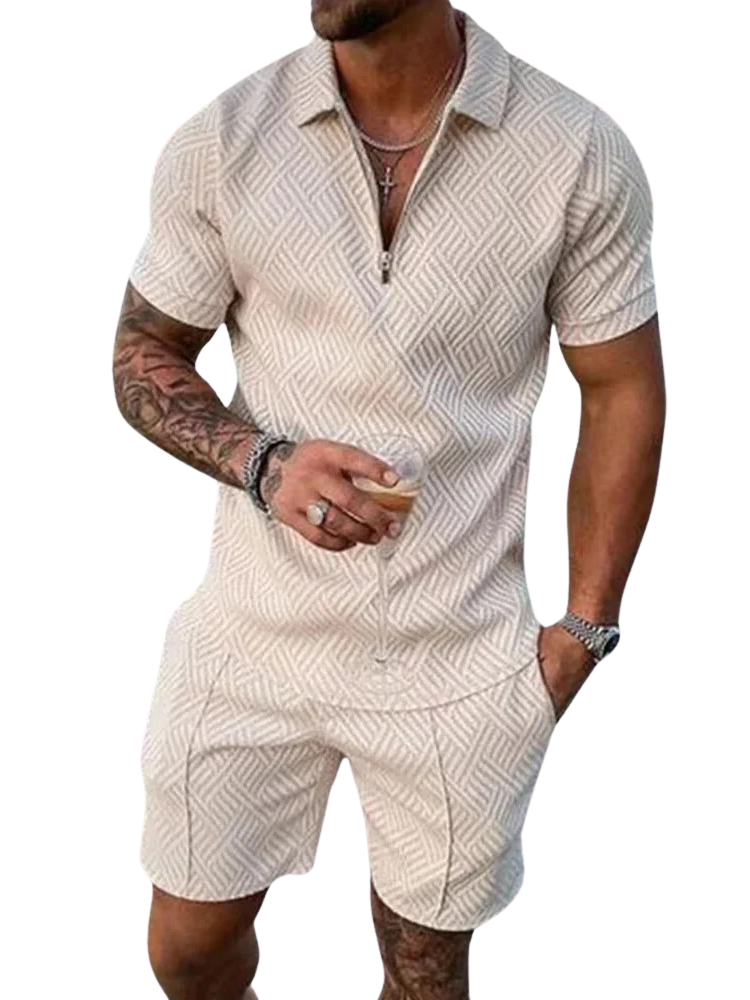 Men's Knit Summer Polo and Shorts Set