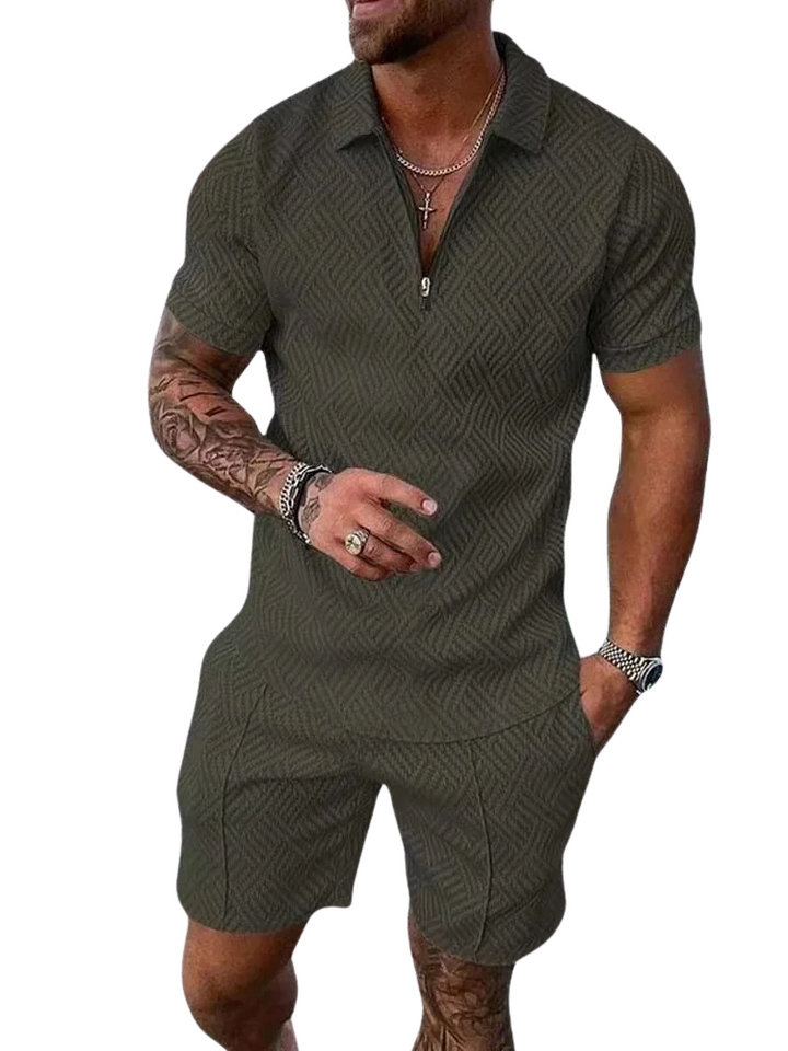 Men's Knit Summer Polo and Shorts Set