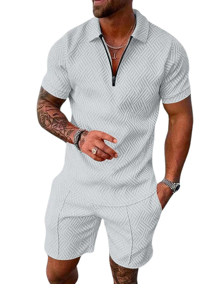 Men's Knit Summer Polo and Shorts Set