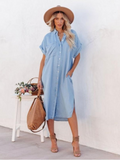 Women's Summer Denim Cotton Shirt Mini Dress