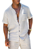 Men's Cotton Shirt and Shorts Set Summer