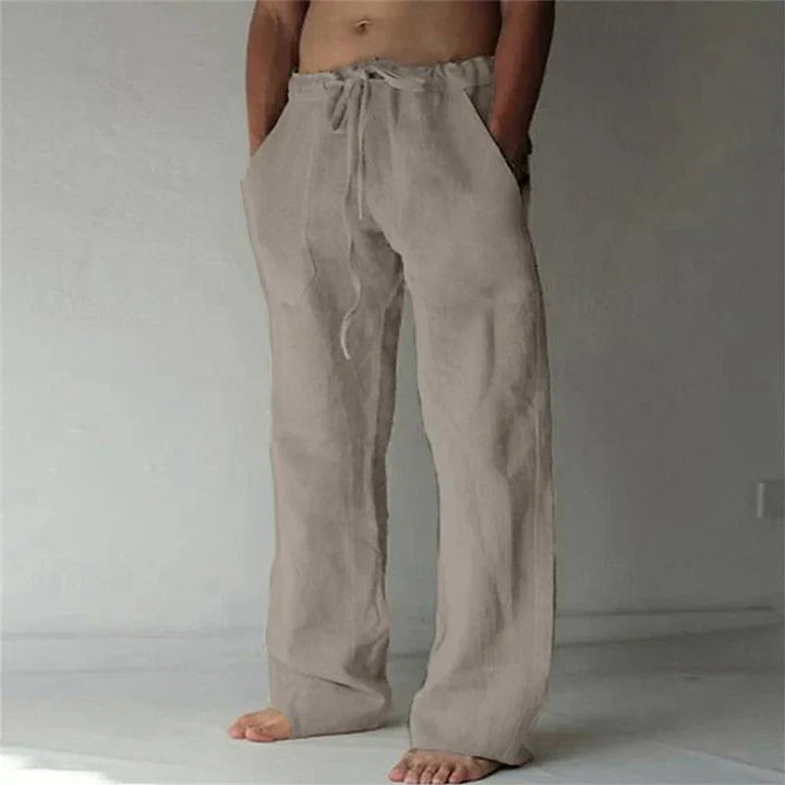 Linen Trousers for Men Lightweight Summer Casual Baggy Beach Pants