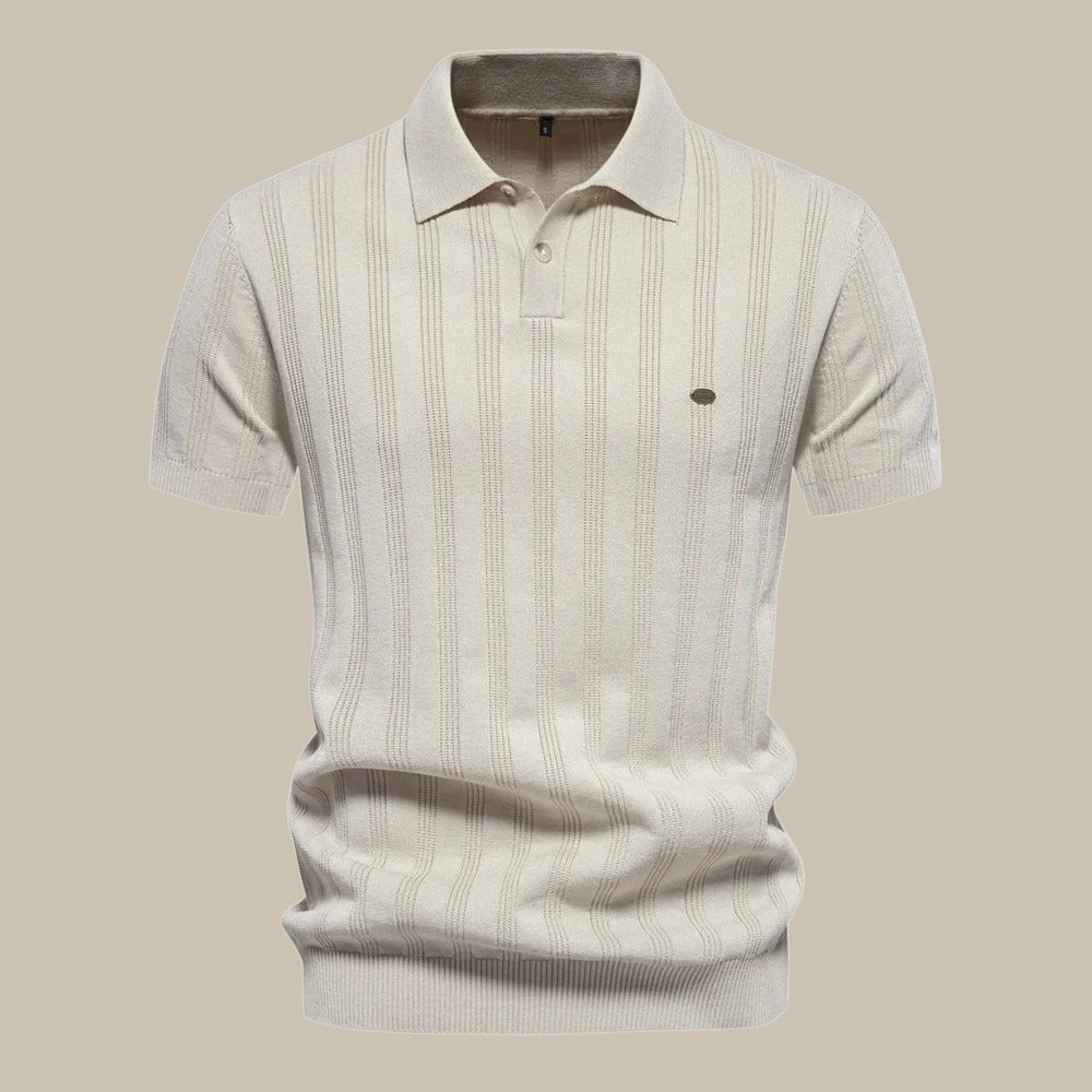 Men's Wool Polo Shirt Knit Summer Short Sleeve Top