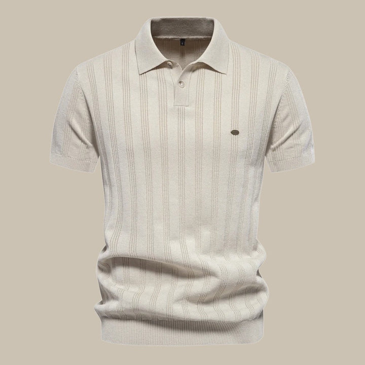Men's Wool Polo Shirt Knit Summer Short Sleeve Top