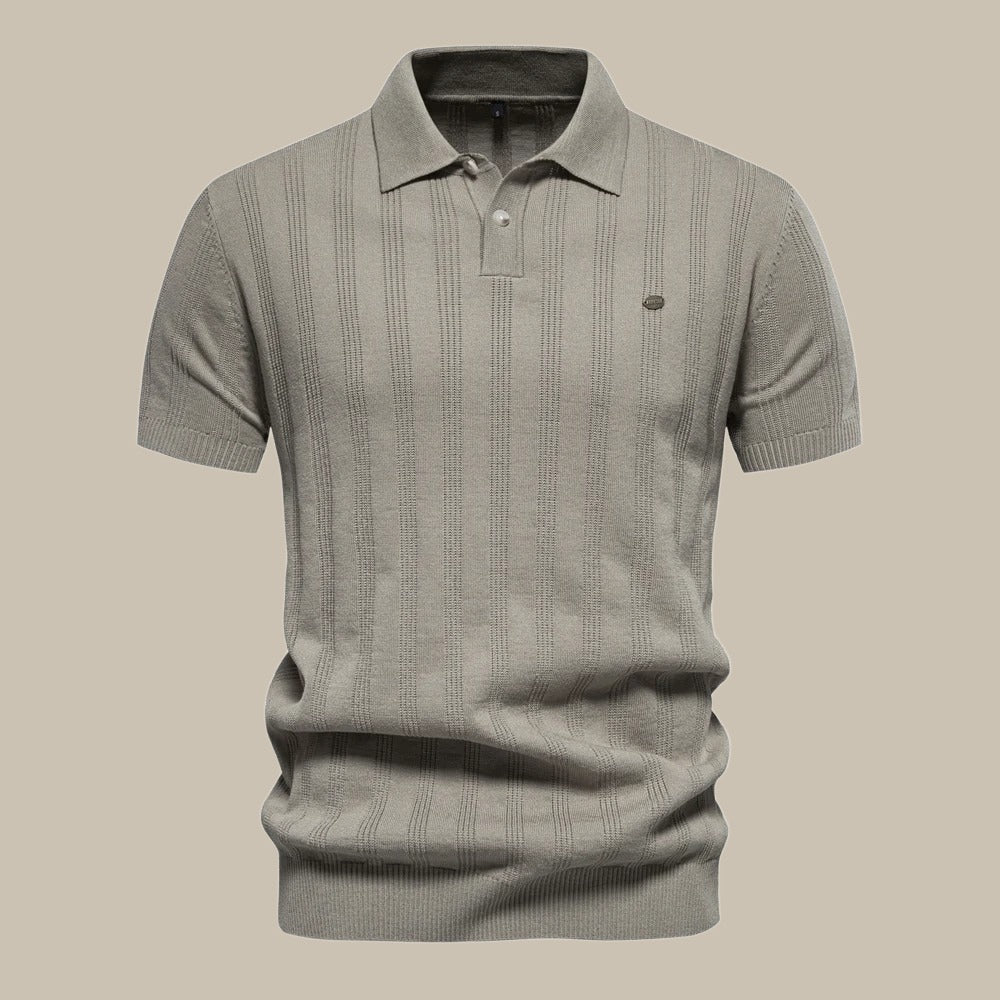 Men's Wool Polo Shirt Knit Summer Short Sleeve Top
