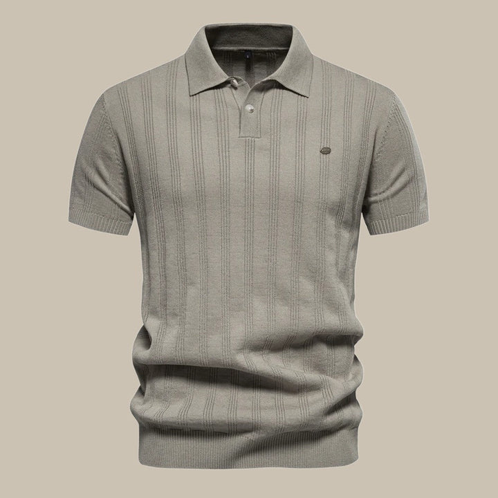 Men's Wool Polo Shirt Knit Summer Short Sleeve Top