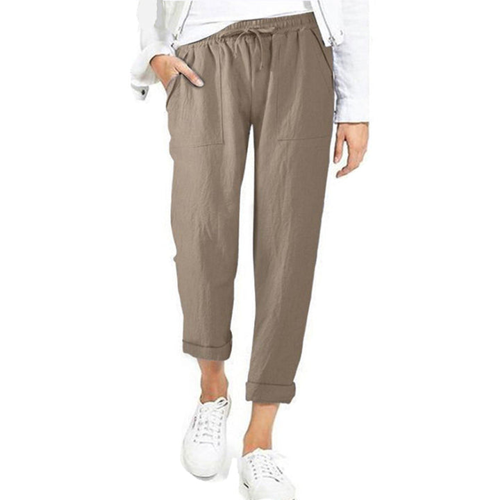 Cotton Linen Summer Trousers for Men Relaxed Fit Straight Leg Pants