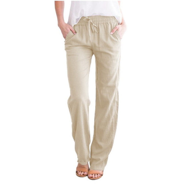 Cotton Linen Summer Trousers for Men Relaxed Fit Straight Leg Pants