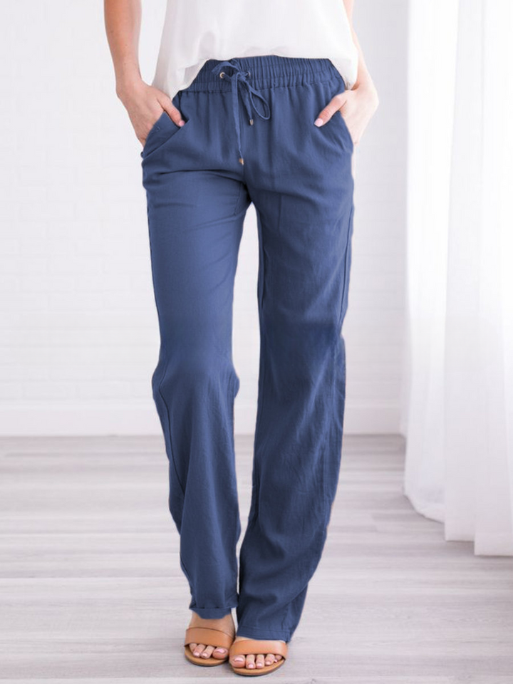 Cotton Linen Summer Trousers for Men Relaxed Fit Straight Leg Pants