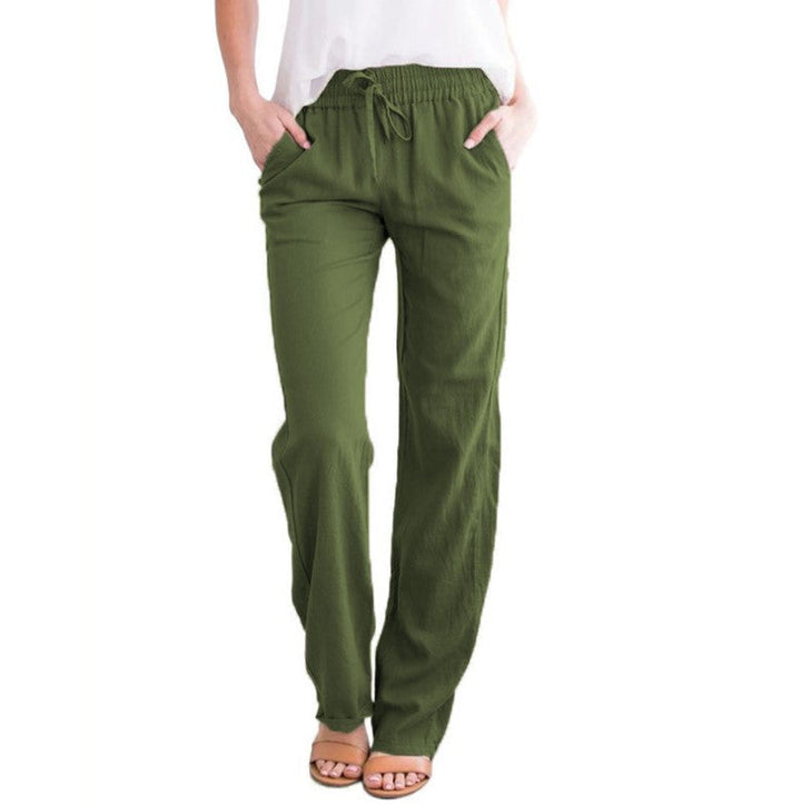 Cotton Linen Summer Trousers for Men Relaxed Fit Straight Leg Pants