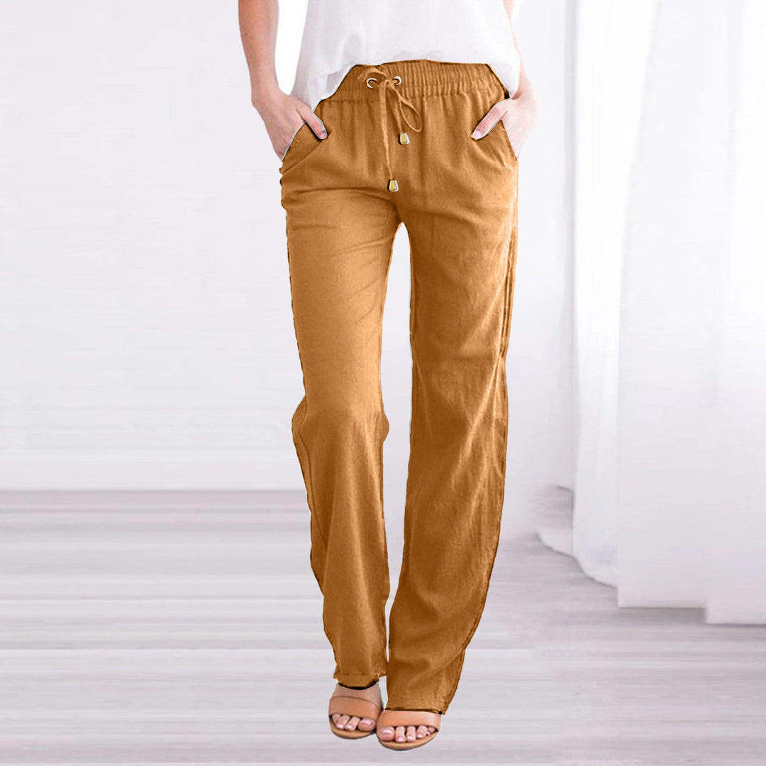 Cotton Linen Summer Trousers for Men Relaxed Fit Straight Leg Pants