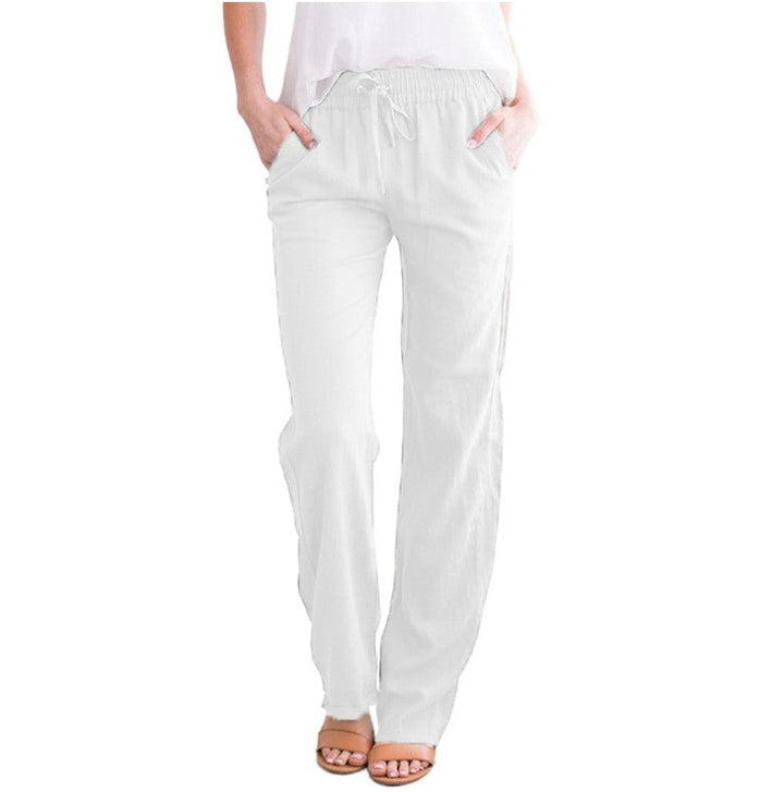 Cotton Linen Summer Trousers for Men Relaxed Fit Straight Leg Pants