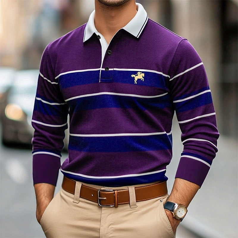 Men's Cotton Long Sleeve Polo Summer Shirt