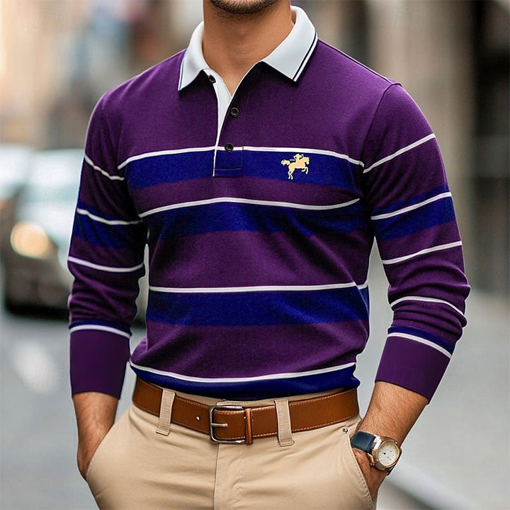 Men's Cotton Long Sleeve Polo Summer Shirt