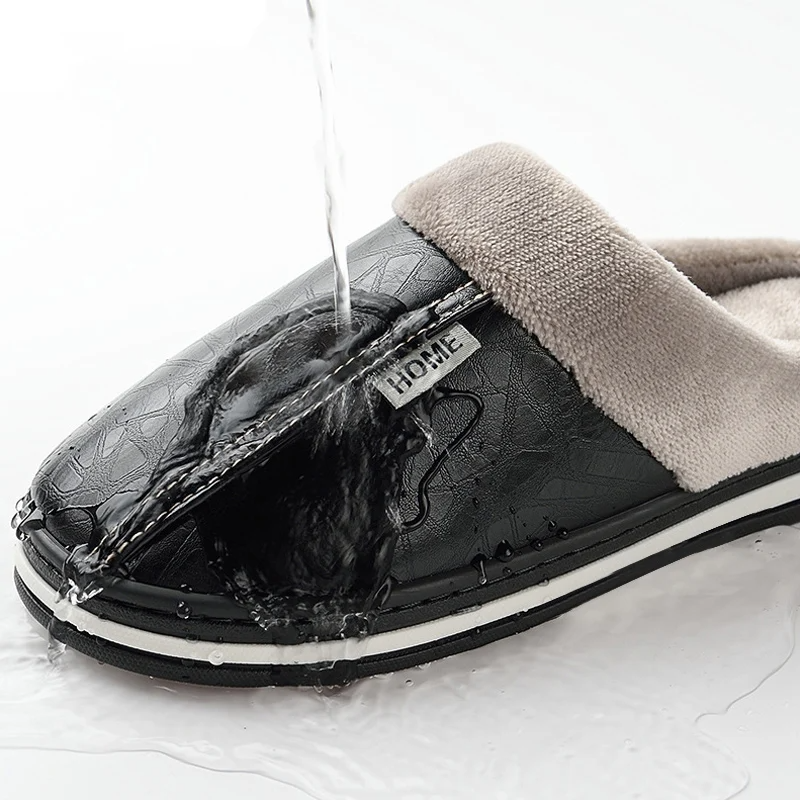 Men's Leather Fleece Summer Slip on Slides
