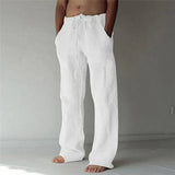 Linen Trousers for Men Lightweight Summer Casual Baggy Beach Pants