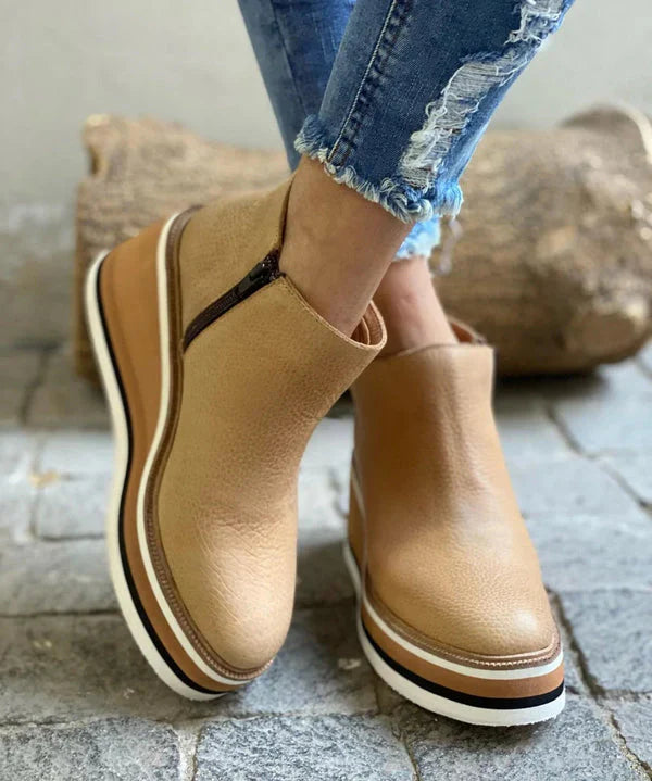 Women's Leather Summer Platform Ankle Boots
