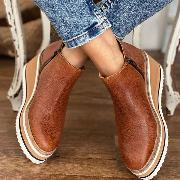 Women's Leather Summer Platform Ankle Boots