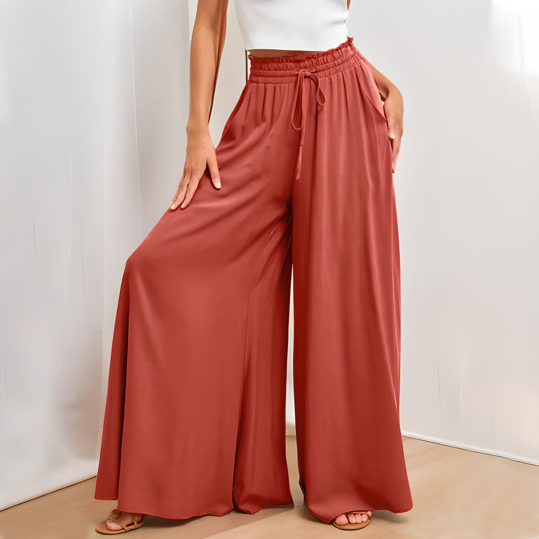 Women's Trousers Summer Fashion Breathable Cotton Linen Wide Leg Palazzo Pants
