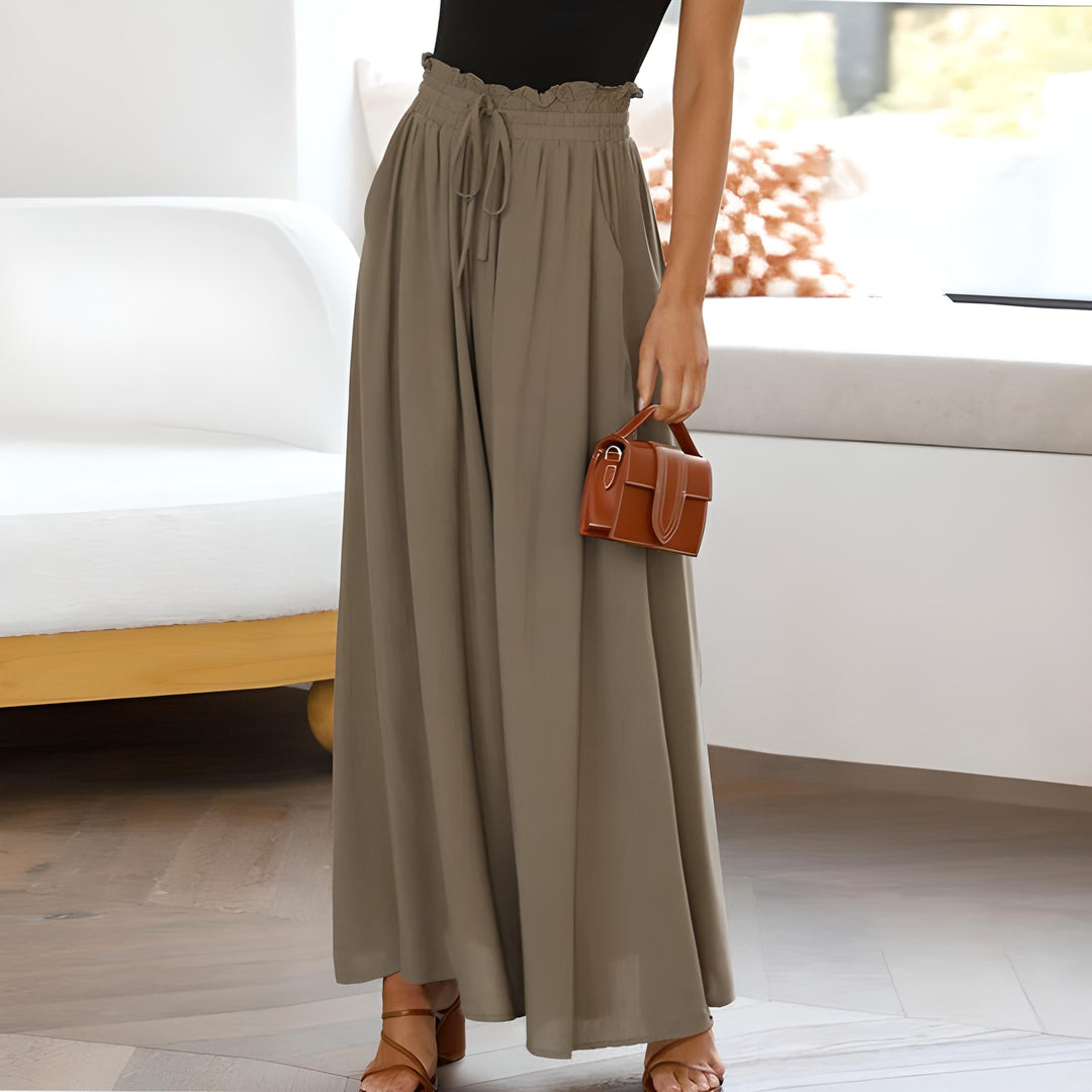 Women's Trousers Summer Fashion Breathable Cotton Linen Wide Leg Palazzo Pants