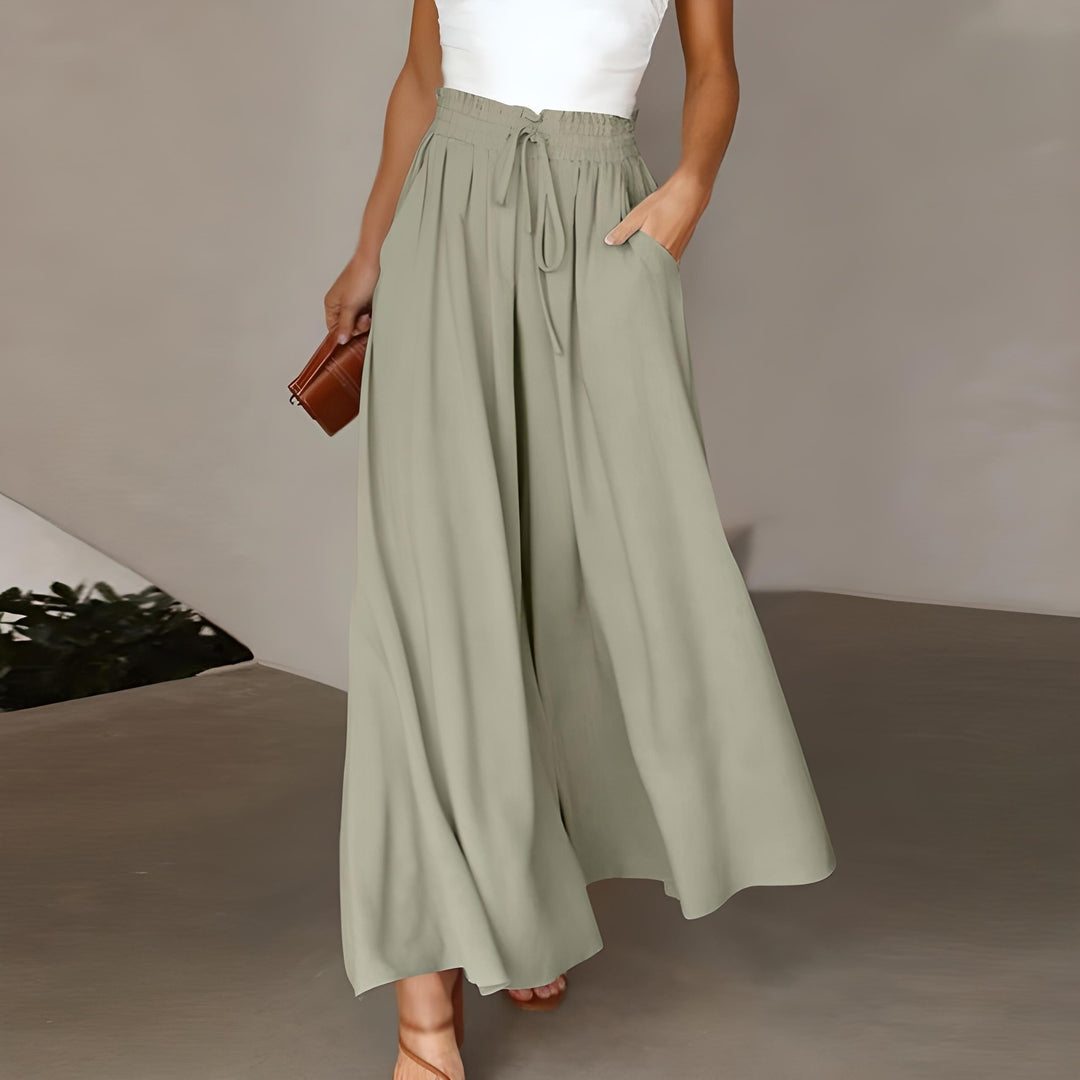 Women's Trousers Summer Fashion Breathable Cotton Linen Wide Leg Palazzo Pants