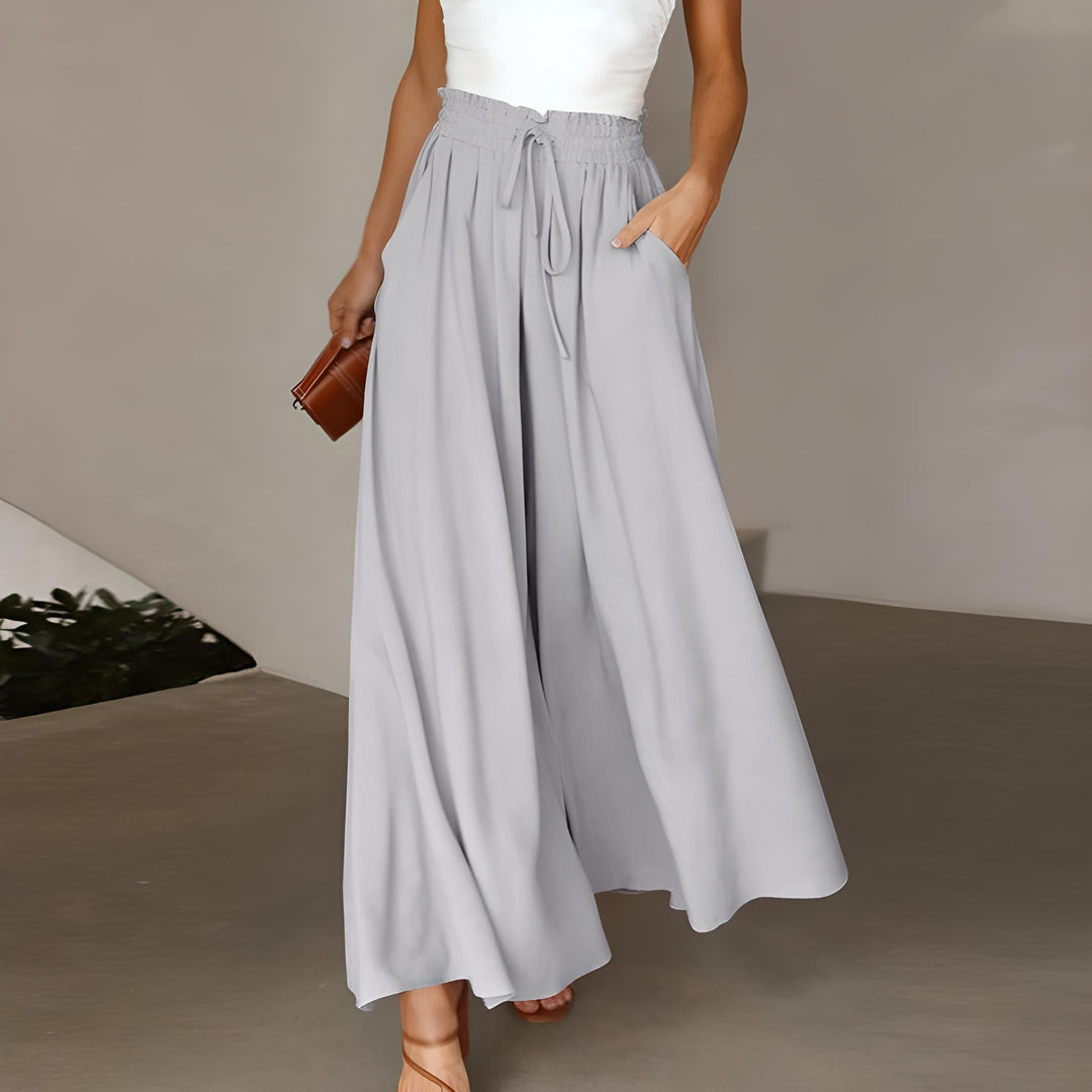 Women's Trousers Summer Fashion Breathable Cotton Linen Wide Leg Palazzo Pants