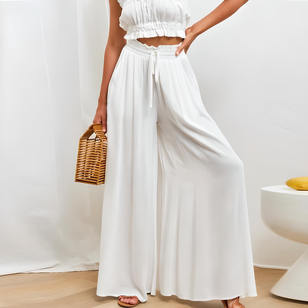 Women's Trousers Summer Fashion Breathable Cotton Linen Wide Leg Palazzo Pants