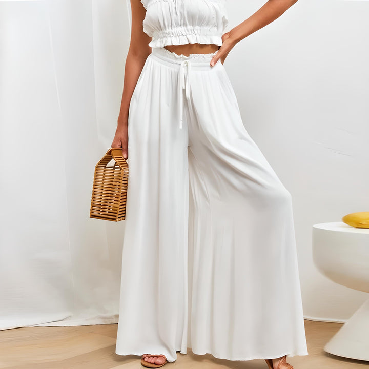 Women's Trousers Summer Fashion Breathable Cotton Linen Wide Leg Palazzo Pants